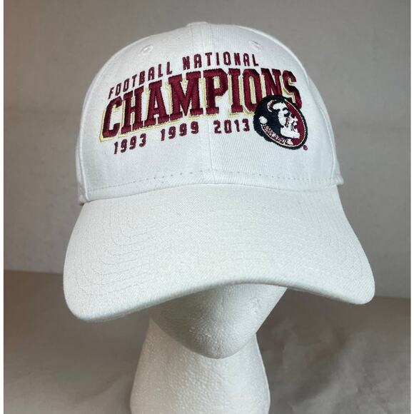 New Era Florida State Seminoles Football National Champions White Cap Hat OSFM - Picture 2 of 9